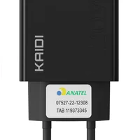 Carregador Portátil Turbo / Carregador Preto Bivolt Com Cabo Tipo C