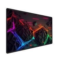 Mouse Pad Gamer Speed Extra Grande Desk Pad Profissional Premium Com Borda Costurada 90x40 - Neon Abstract Colors