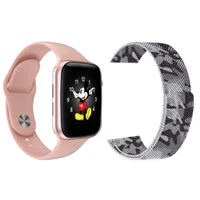 Kit 1 Relógio Inteligente Smartwatch Ld5 Rosa Android Ios + 1 Multiira Extra Milanese Camuflada