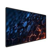 Mouse Pad Gamer Speed Extra Grande Profissional 90x40 - Hexagonal Azul E Laranja