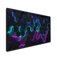 Mouse Pad Gamer Speed Extra Grande Profissional 70x35 - Hexagonal Ciano E Roxo