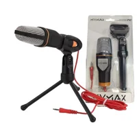 Microfone Condensador P2 Com Suporte De Mesa