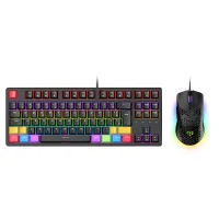 Kit Teclado + Mouse Mecanico Abnt2 Gamer LED RGB Switch Blue Fire Phoenix Bk05 Preto