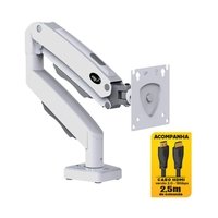 Suporte de Mesa Articulado para Monitor de 17" a 35" ELG, com Pistão a Gás e Cabo HDMI 2.0, VESA, Branco - F98WHDMI Suporte de Mesa Articulado para Monitor de 17" a 35" ELG, com Pistão a Gás e Cabo HDMI 2.0, VESA, Branco - F98WHDMI