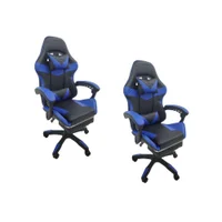 Kit 2 Cadeiras Gamer Stillus Com Apoio Para Pés Azul