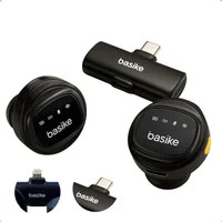Microfone de Lapela Sem fio Redondo Duplo Lightning Profissional