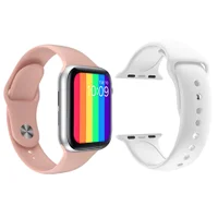 Kit 1 Relógio Inteligente Smartwatch W26 Tela Infinita Rosa Android Ios + 1 Multiira Silicone Branco