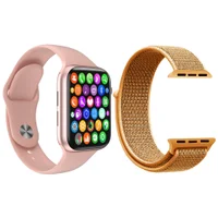 Kit 1 Relógio Inteligente Smartwatch Iwo8 Lite Plus Rosa + 1 Multiira Extra Nylon Laranja