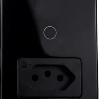 Interruptor Inteligente 1 Botão Touch C\ Tomada 20a Wi-fi Preto Google Home E Alexa Ekat-t218-1pb