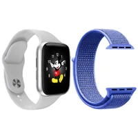 Kit 1 Relógio Inteligente Smartwatch Ld5 Branco Android Ios + 1 Multiira Extra Nylon Azul