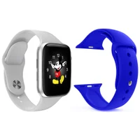 Kit 1 Relógio Inteligente Smartwatch Ld5 Branco Android Ios + 1 Multiira Extra Silicone Azul Escuro