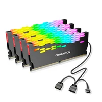 Kit 4 Dissipadores de Calor para Memória RAM, ARGB 5V, 3 Pinos, Coolmoon, DDR3, DDR4, DDR5
