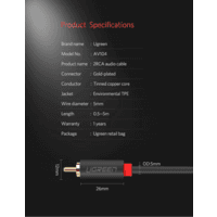 Cabo Ugreen Rca Cabo De Áudio Ouro-banhado Para Home Theater 2rca Para 2rca 1m