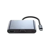 Adaptador Conversor USB-C 3.1 Macho, Para HDMI E VGA Fêmea, USB E Type-C E Áudio, Cinza - Jc-Tyc-501