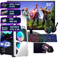 Computador pc gamer completo Intel Core i3 8GB SSD 480GB Placa de video GeForce GTX 4G Monitor 20 Polegadas Computador pc gamer completo Intel Core i3 8GB SSD 480GB Placa de video GeForce GTX 4G Monitor 20 Polegadas
