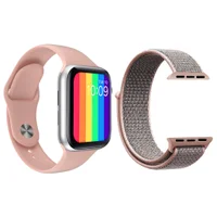 Kit 1 Relógio Inteligente Smartwatch Iwo12 Lite Rosa Android Ios + 1 Multiira Nylon Rosa