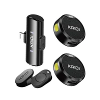 Microfone Lapela Sem Fio Lightning Duplo Redondo Micro Wireless