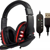 Headset Gamer Usb Com LED RGB, Microfone, Som Surround 7.1, Alto-falante 40mm, Compatível Com PC, Console E Smartphone (vermelho)