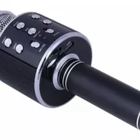Microfone sem Fio Karaoke Bluetooth Alto Falante Embutido Usb Cor Preto
