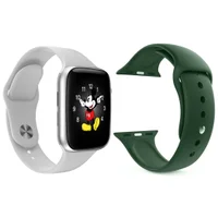 Kit 1 Relógio Inteligente Smartwatch Ld5 Branco Android Ios + 1 Multiira Silicone Verde Escuro