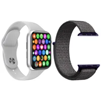 Kit 1 Relógio Inteligente Smartwatch Iwo8 Lite Plus Branco + 1 Multiira Extra Nylon Azul Marinho