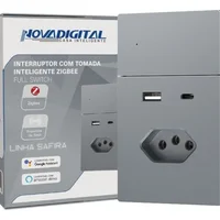 Interruptor 1 Botão Tomada Inteligente Zigbee Full Alexa Google Home E Tuya Cinza Prata Novadigital Interruptor 1 Botão Tomada Inteligente Zigbee Full Alexa Google Home E Tuya Cinza Prata Novadigital