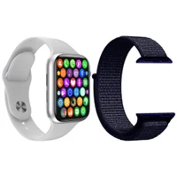 Kit 1 Relógio Inteligente Smartwatch Iwo9 Lite Branco Android Ios + 1 Multiira Nylon Azul Meia Noite