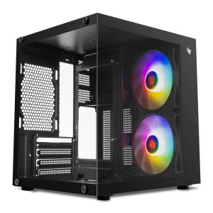 Gabinete Gamer Pichau Atom X, Mini-Tower, Lateral de Vidro, Com 2 Fans, Preto, PG-ATOMX-BK