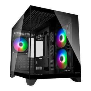 Gabinete Gamer Cougar FV150 Mini, RGB, Mini-Tower, Lateral de Vidro, Com 3 Fans, Preto, 382QA60.0001