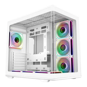 Gabinete Gamer Cooler Master Elite 600, ARGB, Mid-Tower, Lateral de Vidro, Com 7 Fans, Branco, E600-WGNN-S02