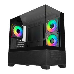 Gabinete Gamer Cooler Master Elite 490, ARGB, Mini-Tower, Lateral de Vidro, Com 3 Fans, Preto, E490-KHNN-S00