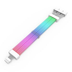 Cabo Extensor Sleeved Aigo Darkflash Lightglow LG04, ARGB, 12+4P, 350mm, Branco, LG04-WH