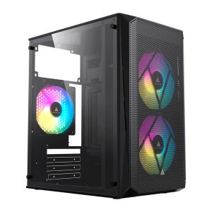 Gabinete Gamer Acegeek Forge, Mini-Tower, Lateral de Acrilico, Com 2 Fans, Preto, AG-FORGE-BK-I2F