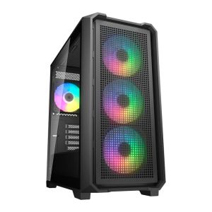 Gabinete Gamer Cougar MX600 Mini V2, ARGB, Mini-Tower, Lateral de Vidro, com 4 Fans, Preto, 382TC90.0001