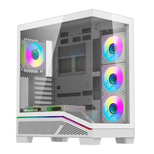 Gabinete Gamer Aigo Darkflash K430, ARGB, Mid-Tower, Lateral De Vidro, Com 6 Fans, Branco, K430-PC-CASE-WHITE