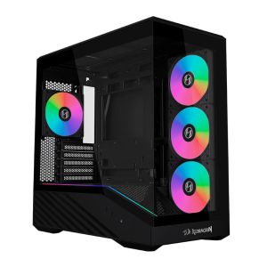 Gabinete Gamer Lian Li Vector V100 Mini X Redragon, ARGB, Mini-Tower, Lateral de Vidro, Com 4 Fans, Preto, OE809RX Gabinete Gamer Lian Li Vector V100 Mini X Redragon, ARGB, Mini-Tower, Lateral de Vidro, Com 4 Fans, Preto, OE809RX