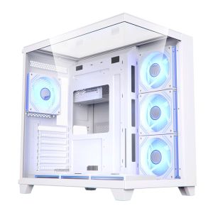 Gabinete Gamer Acegeek Horizon, ARGB, Mid-Tower, Lateral de Vidro, Com 7 Fans, Branco, AG-HORIZON-WH-I7F
