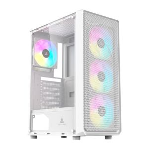 Gabinete Gamer Acegeek Diamond R339, Rainbow, Mid-Tower, Lateral de Vidro, Com 4 Fans, Branco, AG-DIAMOND-R339-WH-I4F