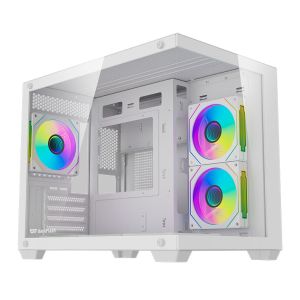 Gabinete Gamer Aigo DarkFlash B275 PRO, Lateral de Vidro, Com 6 fans, ARGB, Branco, B275-PRO-WHITE