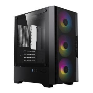 Gabinete Gamer Acegeek Stratus Mesh, ARGB, Mid-Tower, Lateral de Vidro, Com 3 Fans, Preto, AG-STRATUS-MESH-BK-I3F-ARGB
