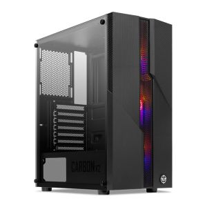 Gabinete Gamer TGT Carbon V2, Mid-Tower, Lateral De Vidro, Com 3 Fans Rainbow, Preto, TGT-CBNV2-BK