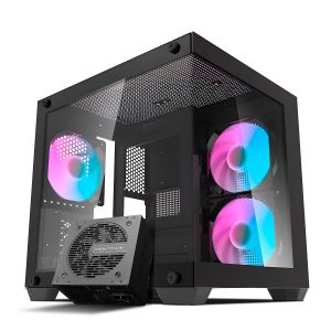 Gabinete Gamer Aigo Darkflash Durin D275M, Com 3 Fans, Preto + Fonte Aigo Darkflash 550W Gabinete Gamer Aigo Darkflash Durin D275M, Com 3 Fans, Preto + Fonte Aigo Darkflash 550W