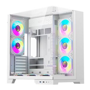 Gabinete Gamer Aigo Darkflash TH285 PLUS, ARGB, Mid-Tower, Lateral De Vidro, Com 8 Fans, Branco, TH285-PLUS-PC-CASE-WHITE