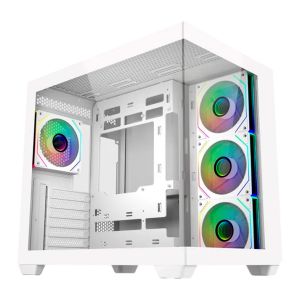 Gabinete Gamer Cooler Master Elite 681, ARGB, Mid-Tower, Lateral de Vidro, Com 4 Fans, Branco, E681-WHNN-S00