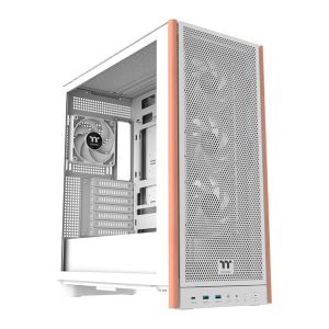 Gabinete Gamer Thermaltake S370 Wood Style, Mid-Tower, Lateral de Vidro, com 4 Fans, Branco, CA-11J-00M6WN-00