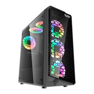 Gabinete Gamer Aigo Water Square 5 Preto Lateral de Vidro Temperado, Aigo-Water-Square-5