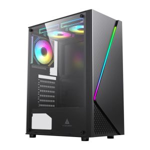 Gabinete Gamer Acegeek Lumix, Mid-Tower, Lateral de Vidro, Preto, AG-LUMIX-BK
