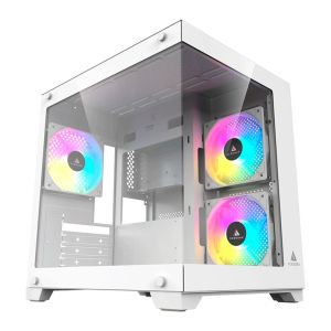 Gabinete Gamer Acegeek Gimli, Rainbow, Mid-Tower, Lateral de Vidro, Com 3 Fans, Branco, AG-GIMLI-WH-3F