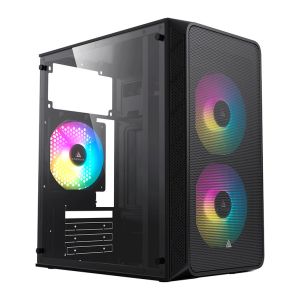 Gabinete Gamer Acegeek Aviator, Mini-Tower, Lateral de Acrilico, Com 2 Fans, Preto, AG-AVIATOR-BK-I2F