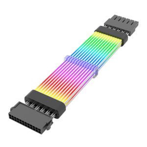 Cabo Extensor Sleeved Aigo Darkflash Lightglow LG01, ARGB, 24PIN, 285mm, Preto, LG01-BK